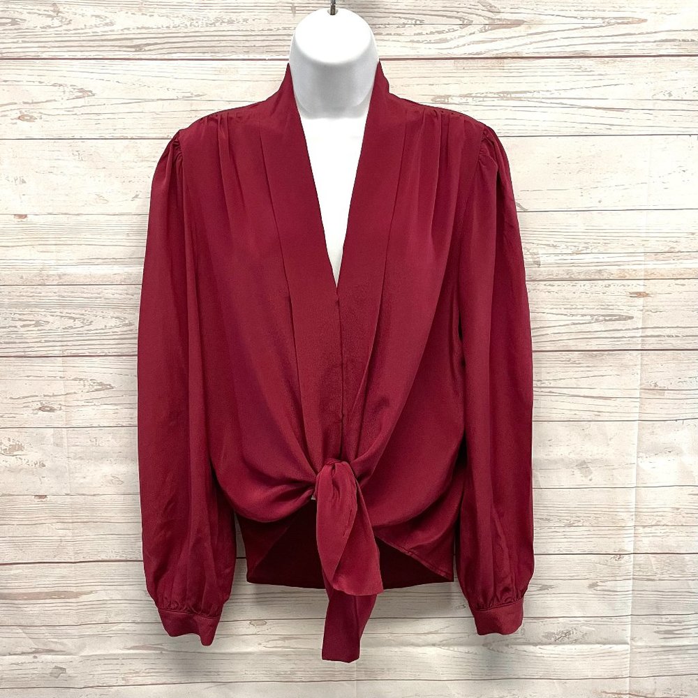 Lavender Brown Silk maroon Long Sleeve Blouse